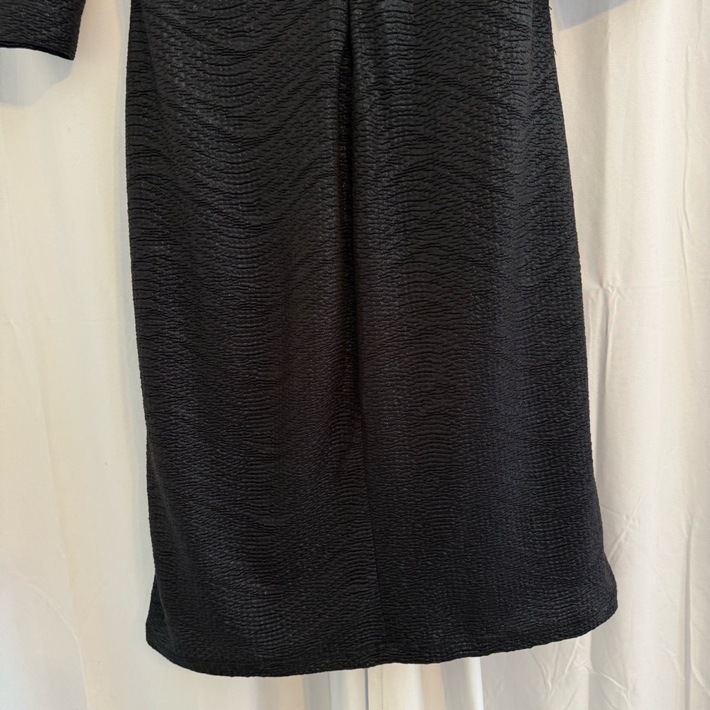 David Meister Black Ruched Beaded Cocktail Dress Long Sleeve Size 10 - Picture 10 of 12